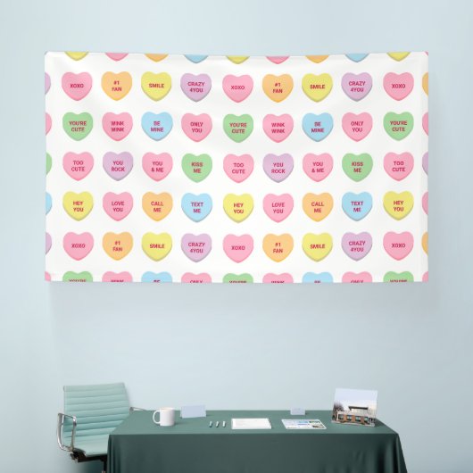 Cute funny conversation hearts feest achtergrond spandoek (Beurs)