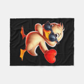 Cute Funny Cool Duck Dabbing Heart Valentines Day Fleece Deken (Voorkant (Horizontaal))