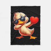 Cute Funny Cool Duck Dabbing Heart Valentines Day Fleece Deken (Voorkant)