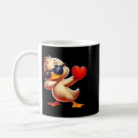 Cute Funny Cool Duck Dabbing Heart Valentines Day Koffiemok (Links)
