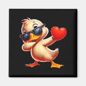 Cute Funny Cool Duck Dabbing Heart Valentines Day  Magneet (Voorkant)