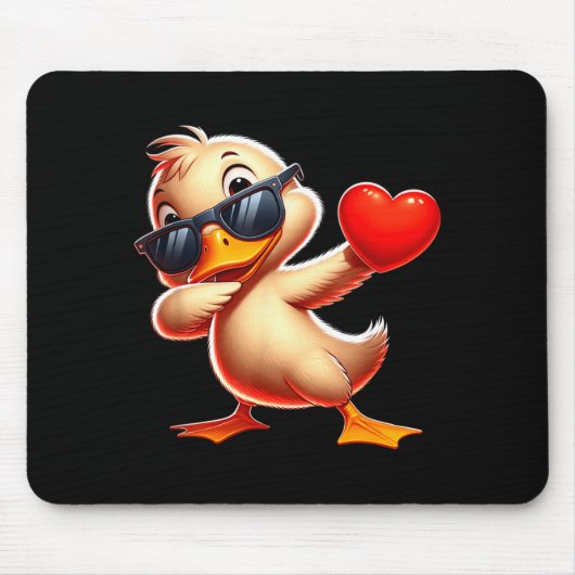 Cute Funny Cool Duck Dabbing Heart Valentines Day  Muismat (Voorkant)