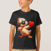 Cute Funny Cool Duck Dabbing Heart Valentines Day  T-shirt (Voorkant)