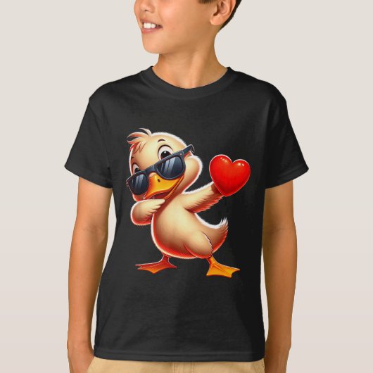 Cute Funny Cool Duck Dabbing Heart Valentines Day T-shirt (Voorkant)