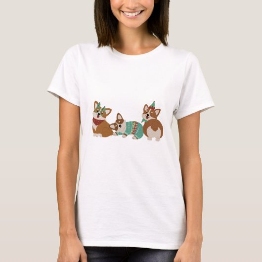  Cute Funny Corgi Dogs Christmas 2025 T-shirt (Voorkant)