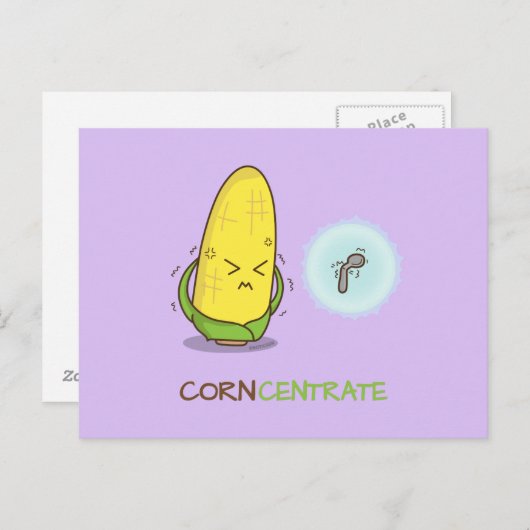 Cute Funny Corn Concentrate Pun Humor Briefkaart (Voorkant / Achterkant)