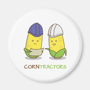 Cute Funny Corn Contractors Punny Humor Magneet