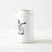Cute & Funny Dabbing Snowman Xmas Winter Gift Bierpul (Voorkant links)