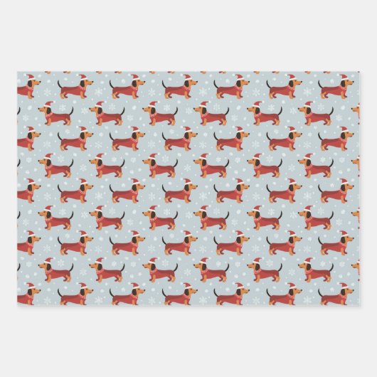 Cute Funny Dachshund Dogs Pet Christmas Holiday Inpakpapier Vel (Voorkant 3)