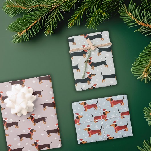 Cute Funny Dachshund Dogs Pet Christmas Holiday  Inpakpapier Vel