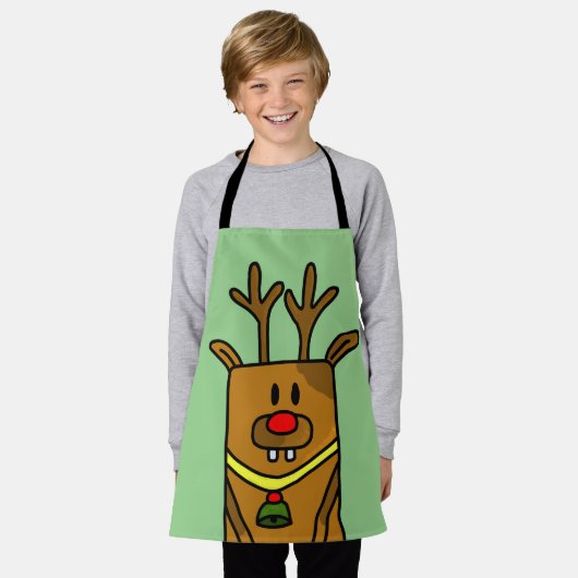 Cute Funny Deer Drager Green Kerstmis Kinder Schort (Gedragen)