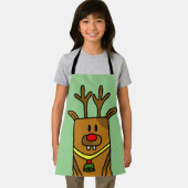 Cute Funny Deer Drager Green Kerstmis Kinder Schort (Insitu)