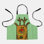 Cute Funny Deer Drager Green Kerstmis Kinder Schort (Voorkant)