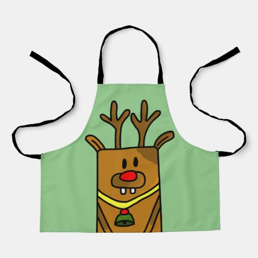 Cute Funny Deer Drager Green Kerstmis Kinder Schort (Voorkant)