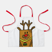 Cute Funny Deer Drawing Red Kerstmis Kinder Schort (Voorkant)
