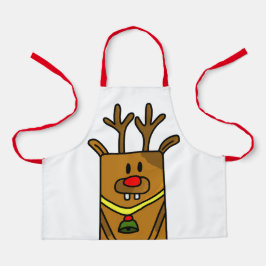Cute Funny Deer Drawing Red Kerstmis Kinder Schort