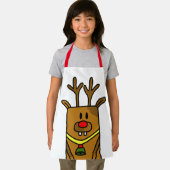 Cute Funny Deer Drawing Red Kerstmis Kinder Schort (Insitu)