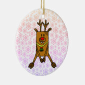 Cute Funny Deer met Snowflakes Keramisch Ornament (Rechts)