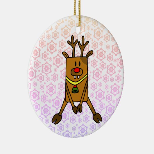 Cute Funny Deer met Snowflakes Keramisch Ornament (Rechts)