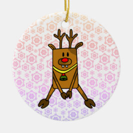 Cute Funny Deer met Snowflakes Keramisch Ornament