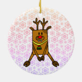 Cute Funny Deer met Snowflakes Keramisch Ornament (Achterkant)