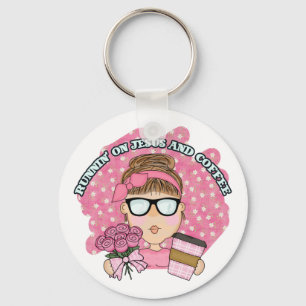 Cute Funny die op Jezus en Koffee Christelijk loop Sleutelhanger