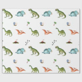 Cute Funny Dinosaur Birthday Party Wrapping Paper Cadeaupapier (Vlak)
