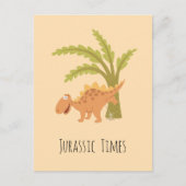 Cute Funny Dinosaur Dino Peeing Jurassic Fern Briefkaart (Voorkant)