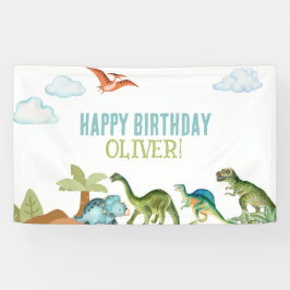 Cute Funny Dinosaur Happy Birthday Sign Banners