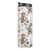Cute Funny Dinosaur Pattern Thermosbeker (Geroteerd rechts)