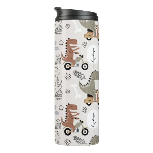 Cute Funny Dinosaur Pattern Thermosbeker (Geroteerd rechts)
