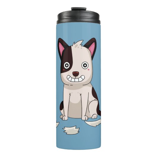 Cute & Funny Dog, aangepaste naam, tekst en kleur Thermosbeker (Voorkant)