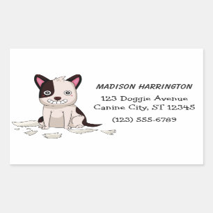 Cute & Funny Dog, aangepaste tekst en kleuren-stic Rechthoekige Sticker