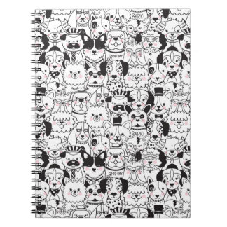 Cute Funny Dog Briet Black and White Animal Patte Notitieboek