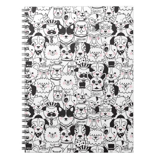 Cute Funny Dog Briet Black and White Animal Patte Notitieboek (Voorkant)
