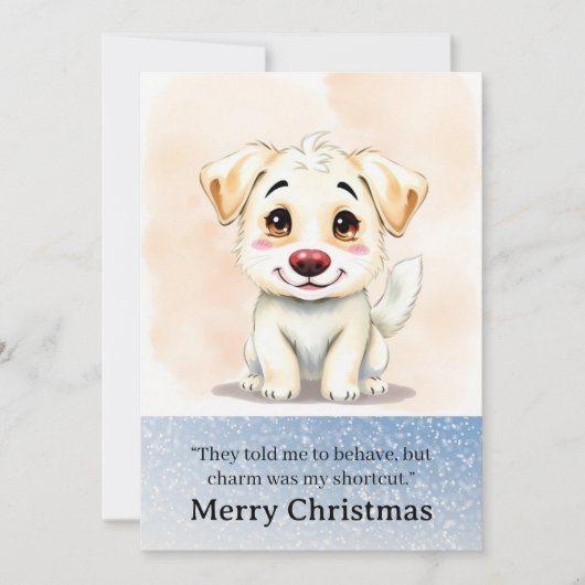 Cute Funny Dog Christmas Card Feestdagenkaart (Voorkant)