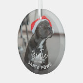 Cute Funny Dog Foto 'Geloof in Santa Paws' Glas Ornament (Voorkant links)
