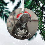 Cute Funny Dog Foto 'Geloof in Santa Paws' Glas Ornament<br><div class="desc">Cute Funny Dog-kerstversiering - Design bevat een foto van uw huisdier,  hun naam en de tekst 'gelooft in Santa Paws'.</div>