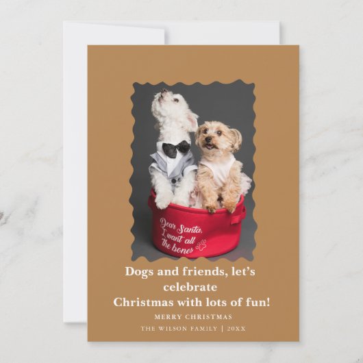 Cute Funny Dogs Saying Christmas Holiday Card  Kaart (Voorkant)