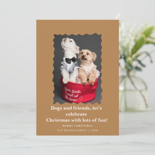 Cute Funny Dogs Saying Christmas Holiday Card  Kaart (Staand voorkant)