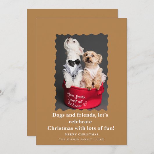 Cute Funny Dogs Saying Christmas Holiday Card  Kaart (Voorkant / Achterkant)