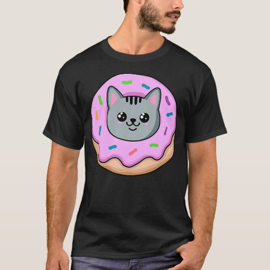 Cute Funny Donut Cat T-shirt (Voorkant)