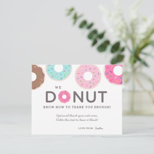 Cute Funny Donut Dank je kaarten (Staand voorkant)