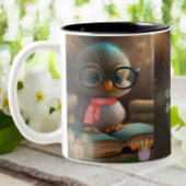 Cute Funny Duck maakt zich zorgen over zijn maffe  Tweekleurige Koffiemok