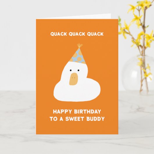 Cute Funny Duck Quack Birthday Best Friend Pet Kaart (Gele Bloem)