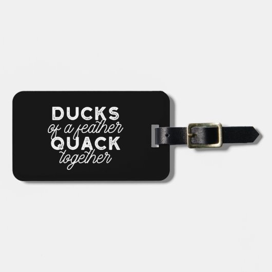 Cute Funny Ducks Puns Quote II Black Ver Bagagelabel (Voorkant horizontaal)
