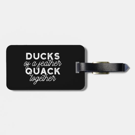 Cute Funny Ducks Puns Quote II Black Ver Bagagelabel (Achterkant horizontaal)