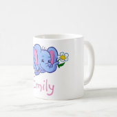 Cute Funny Elephant Flower Oerwoud Animal Kinder N Koffiemok (Voorkant rechts)
