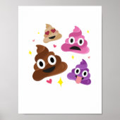 Cute Funny Emoji Pink Bow Cutie Poo - Poop Emoji Poster (Voorkant)
