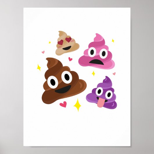Cute Funny Emoji Pink Bow Cutie Poo - Poop Emoji Poster (Voorkant)